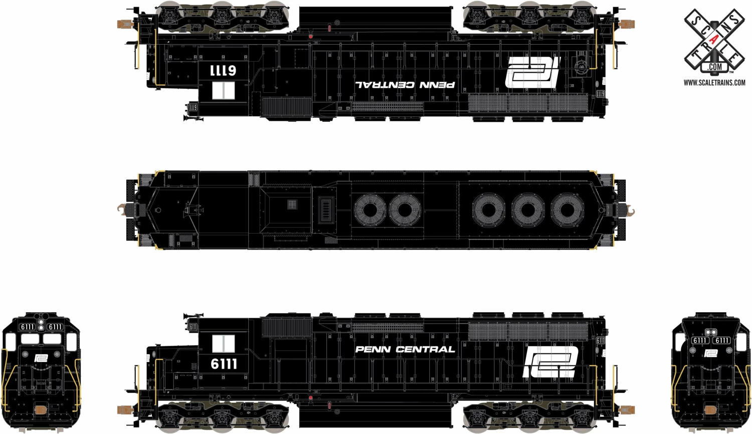 ScaleTrains Operator 11182 HO Scale EMD SD45 Penn Central PC 6137 DCC Sound 2 ScaleTrains Operator 11182 HO Scale EMD SD45 Penn Central PC 6137 DCC Sound - Image 2
