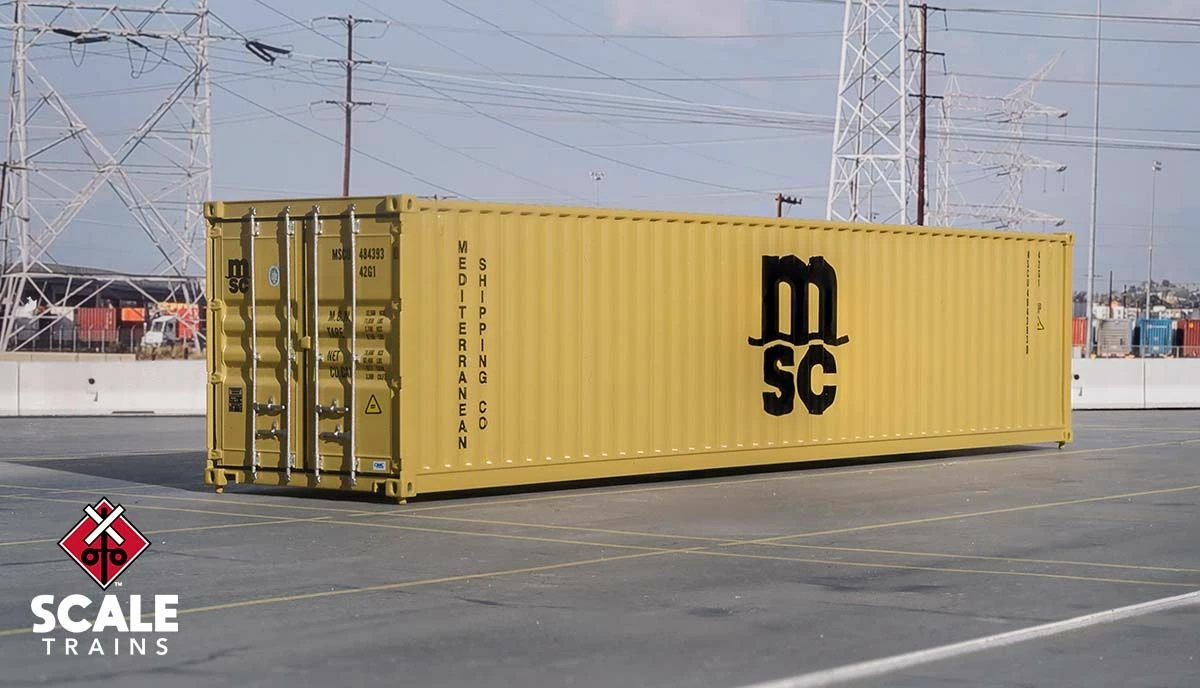ScaleTrains Operator 11237 HO Scale 40' CIMC Container Mediterranean Shipping Company MSCU 838038 1 ScaleTrains Operator 11237 HO Scale 40' CIMC Container Mediterranean Shipping Company MSCU 838038