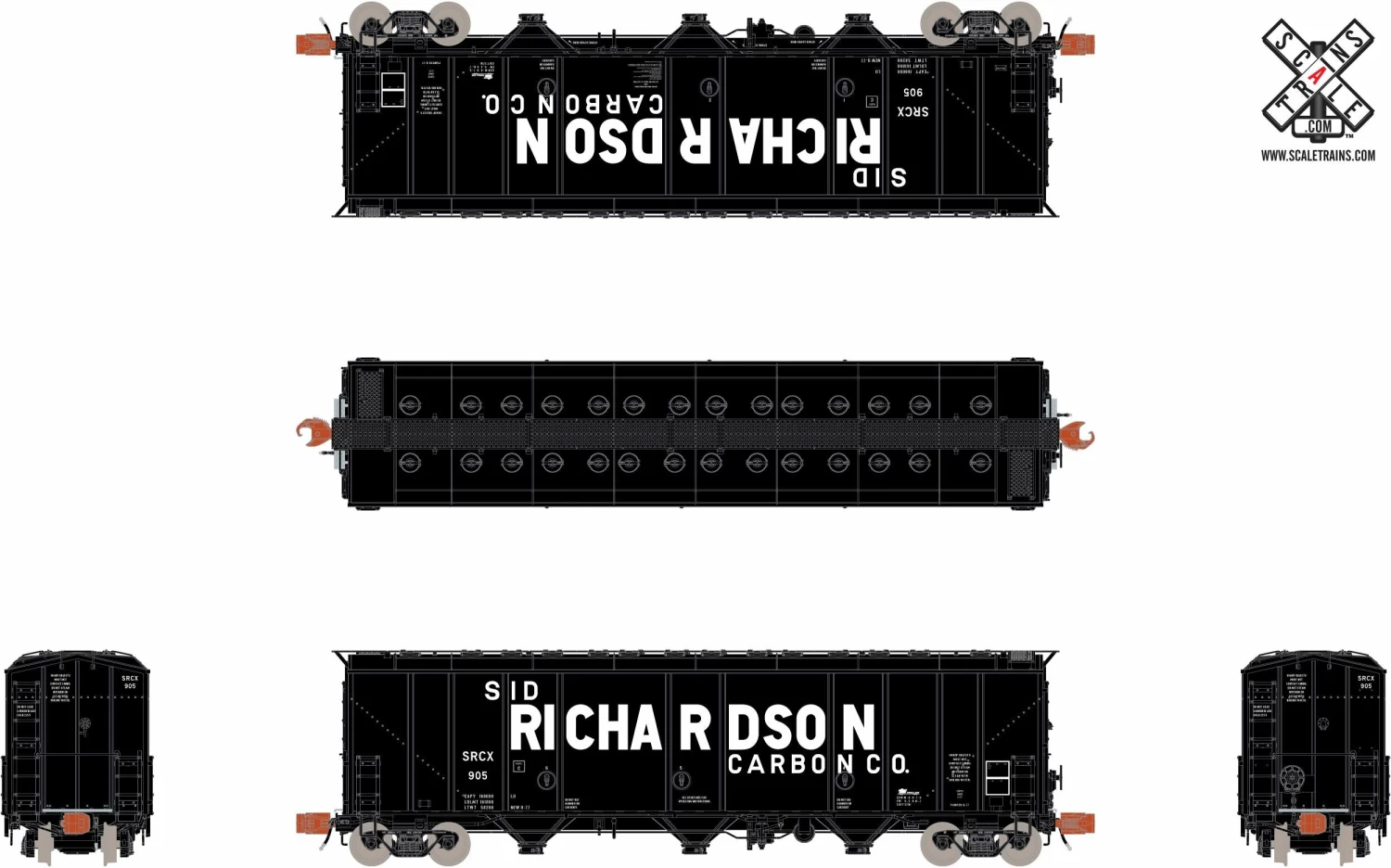 ScaleTrains Rivet 32112 N Scale 5750 Carbon Black Sid Richardson SRCX 912 3 ScaleTrains Rivet 32112 N Scale 5750 Carbon Black Sid Richardson SRCX 912 - Image 3
