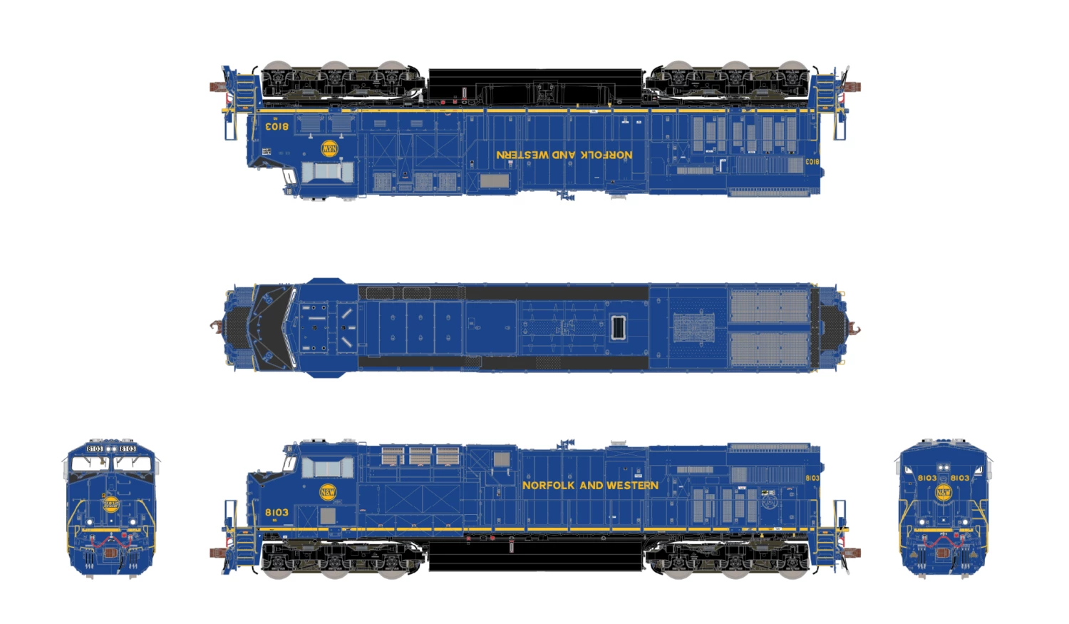 ScaleTrains Rivet 33619 HO Scale GE ES44AC Norfolk & Western Norfolk Southern NS 8103 3 ScaleTrains Rivet 33619 HO Scale GE ES44AC Norfolk & Western Norfolk Southern NS 8103 - Image 3