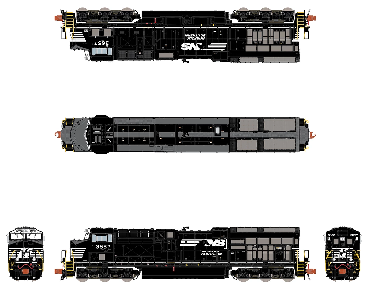 ScaleTrains Rivet 33659 N Scale GE ET44 Tier 4 Diesel "Horsehead" Norfolk Southern NS 3657 3 ScaleTrains Rivet 33659 N Scale GE ET44 Tier 4 Diesel "Horsehead" Norfolk Southern NS 3657 - Image 3