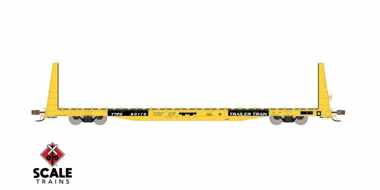ScaleTrains Rivet 38377 HO Scale BSC F68AH Bulkhead Flatcar "Yellow" TTPX 80179 1 ScaleTrains Rivet 38377 HO Scale BSC F68AH Bulkhead Flatcar "Yellow" TTPX 80179