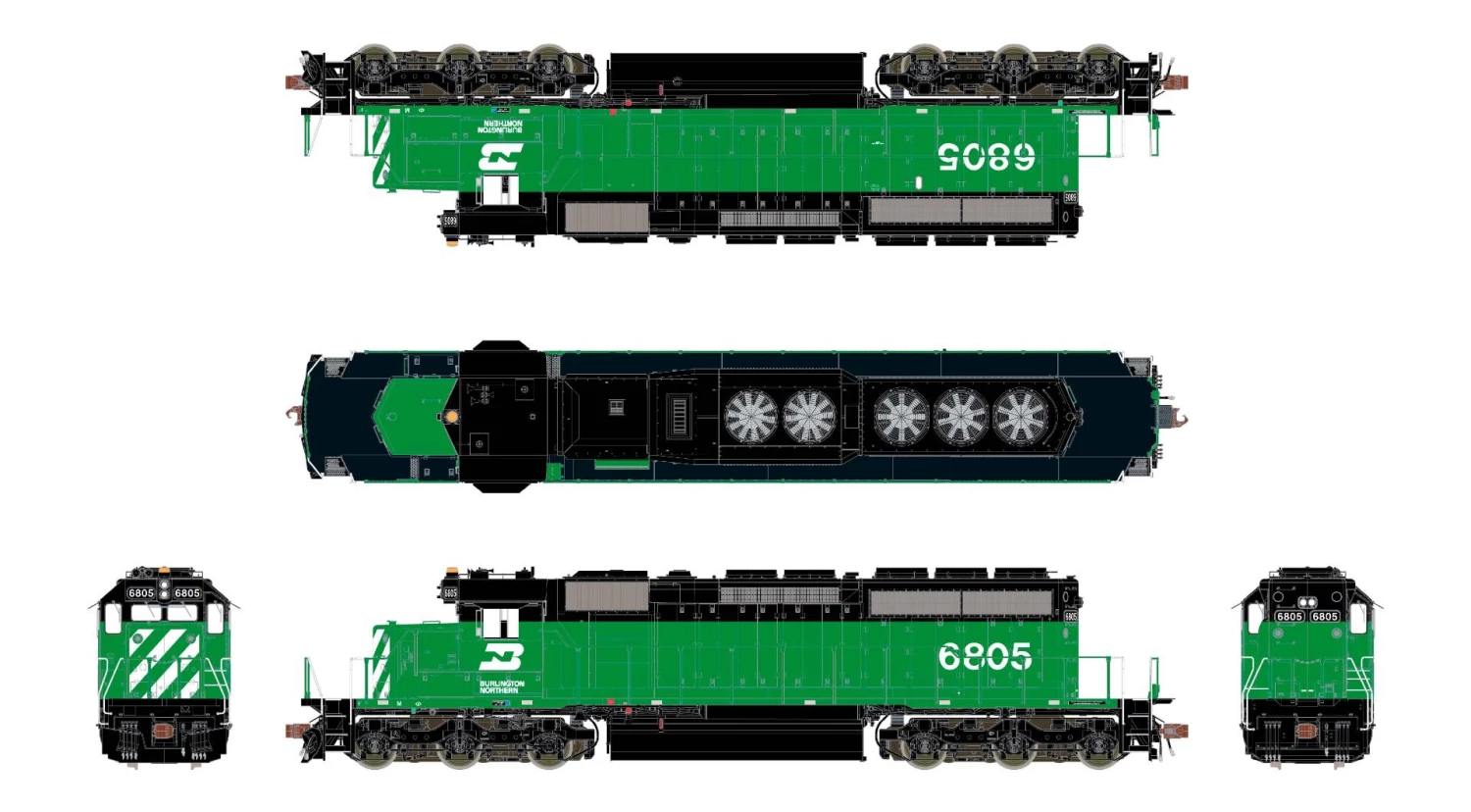 ScaleTrains Rivet 38785 HO Scale EMD SD40-2 Burlington Northern BN 6805 - DCC & Sound 2 ScaleTrains Rivet 38785 HO Scale EMD SD40-2 Burlington Northern BN 6805 - DCC & Sound - Image 2