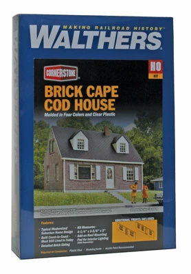 Walthers Cornerstone 933-3774 HO Scale Brick Cape Cod House Structure Kit 2 Walthers Cornerstone 933-3774 HO Scale Brick Cape Cod House Structure Kit - Image 2