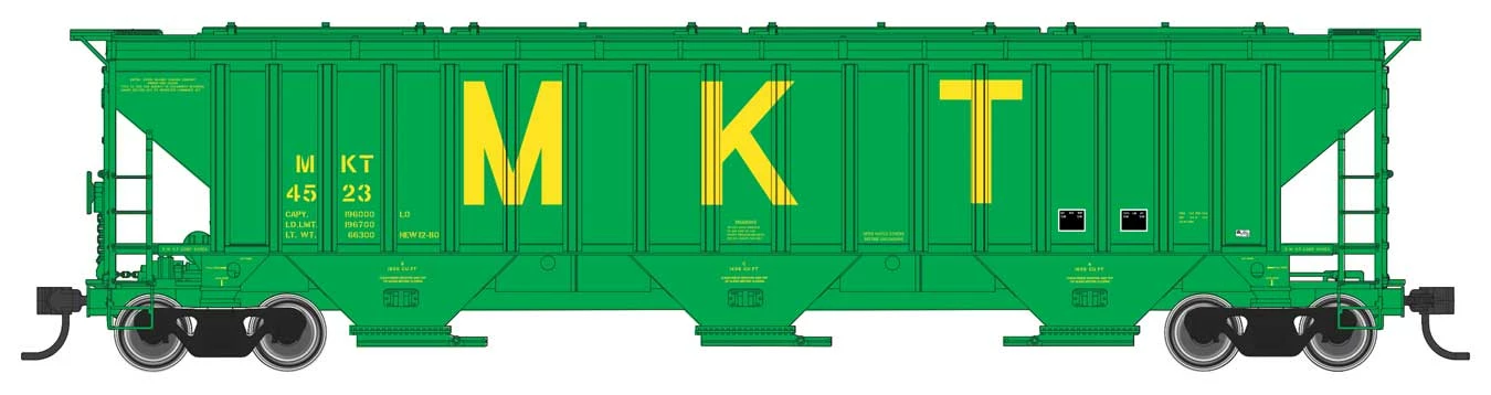 Walthers Mainline 910-49028 HO Scale 57' Trinity 4750 3-Bay Covered Hopper MKT 4570 1 Walthers Mainline 910-49028 HO Scale 57' Trinity 4750 3-Bay Covered Hopper MKT 4570