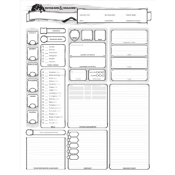 Wizards Of The Coast D & D 5th CHARACTER SHEETS