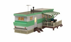 Woodland Scenics Woodland BR5861 O Scale Built & Ready Structure White/Green Trailer With Lights -Bandai Sales Store woodland br5861 o scale built ready structure white green trailer with lights 4