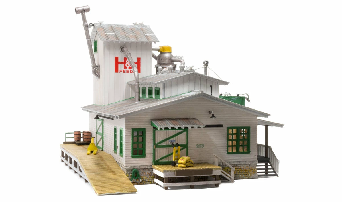 Woodland Scenics BR4949 N Scale Built Up Structure - H&H Feed Mill 2 Woodland Scenics BR4949 N Scale Built Up Structure - H&H Feed Mill - Image 2