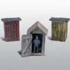 Woodland Scenics D214 HO Scale Scenic Details - 3 Outhouses & Man