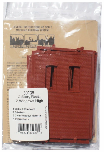 Woodland Scenics DPM 30139 HO Scale Two Story Wall Sections - 2 High Rectangle Windows 4-Pack 3 Woodland Scenics DPM 30139 HO Scale Two Story Wall Sections - 2 High Rectangle Windows 4-Pack - Image 3