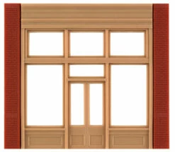 Woodland Scenics DPM 30161 HO Scale Street Level Wall Sections - 20th Century Entry Door & Windows