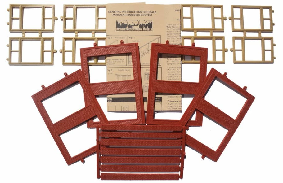 Woodland Scenics DPM 30164 HO Scale Two Story Wall Sections - 20th Century Windows 4-Pack 2 Woodland Scenics DPM 30164 HO Scale Two Story Wall Sections - 20th Century Windows 4-Pack - Image 2