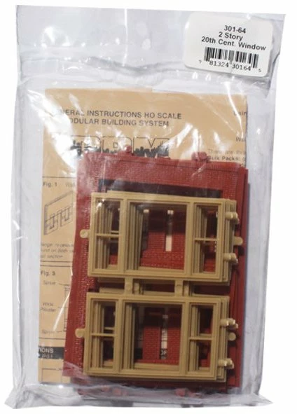 Woodland Scenics DPM 30164 HO Scale Two Story Wall Sections - 20th Century Windows 4-Pack 3 Woodland Scenics DPM 30164 HO Scale Two Story Wall Sections - 20th Century Windows 4-Pack - Image 3