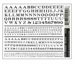 Woodland Scenics DT505 Dry Transfer Decals - Railroad Roman Letters, Black