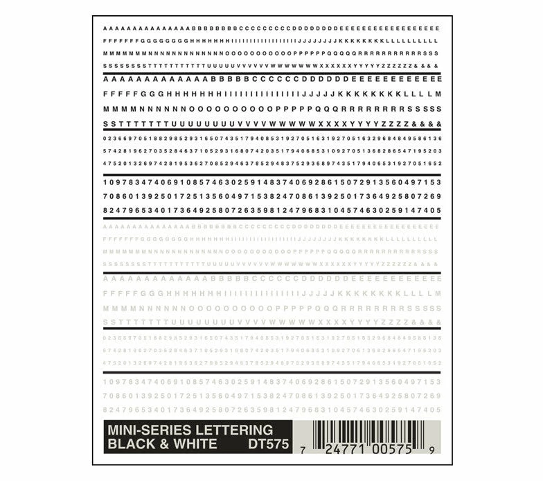 Woodland Scenics DT575 Dry Transfer Decals - Mini Lettering, Black And White 1 Woodland Scenics DT575 Dry Transfer Decals - Mini Lettering, Black And White