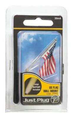 Woodland Scenics JP5953 Just Plug Small (1/2") Wall Mount Pole With U.S. Flag And Spotlight -Bandai Sales Store woodland scenics jp5953 just plug small 1 2 wall mount pole with u s flag and spotlight a