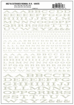 Woodland Scenics MG716 Model Graphics, Extended Roman Letters, White