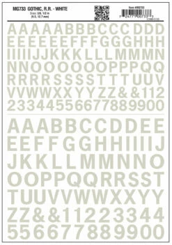 Woodland Scenics MG733 Model Graphics, Large Gothic Letters, White