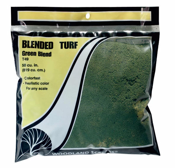 Woodland Scenics T49 Blended Turf Bag, Green (54 Cu. In.) 1 Woodland Scenics T49 Blended Turf Bag, Green (54 Cu. In.)